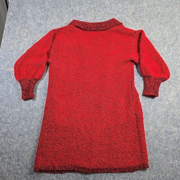 Monto Par Le Chois Women’s Vintage Chunky Cardigan Long Sweater Small Red Black - Picture 3 of 9